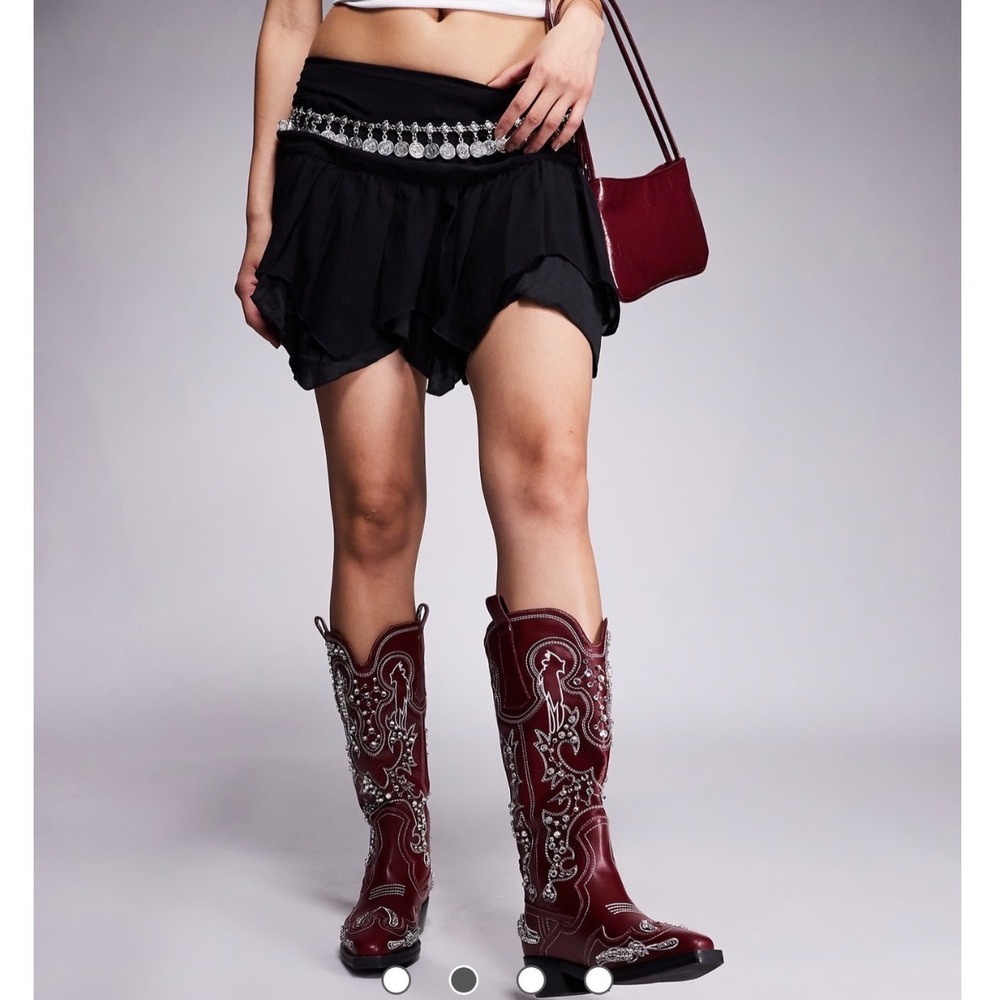 NWT Azalea Wang Maisie Western Boots Womens Red Rhinestone Embellished Size 8